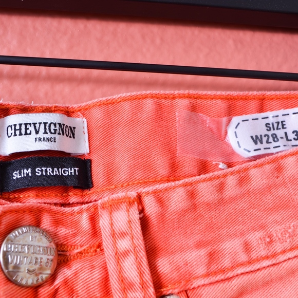 Chevignon Vintage 57 Slim Straight Orange Jean Pan - Picture 4 of 7